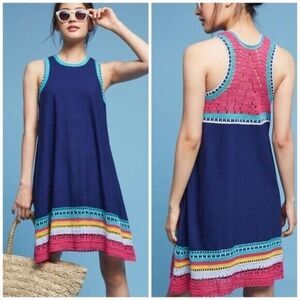 Anthropologie Akemi + Kin Crochet Trim Sleeveless Dress MEDIUM Linen